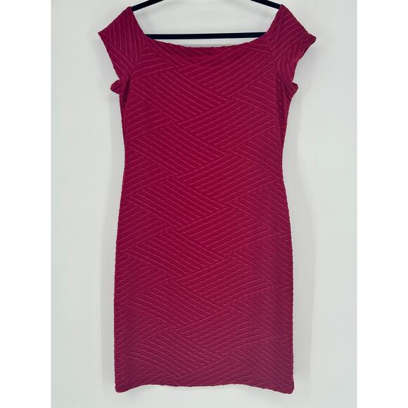 Burgundy Semi Formal Party Cap Sleeve Holiday Dress Size L - Picture 2 of 3